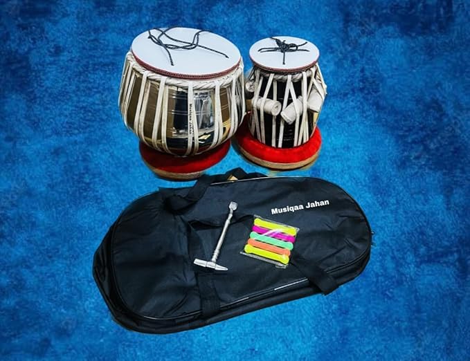 MUSIQAA JAHAN® 88 Stainless Tabla Drum Set, Still Bayan, Sheesham Wood Daya With Free Gatta, Hammer And Carry Bag