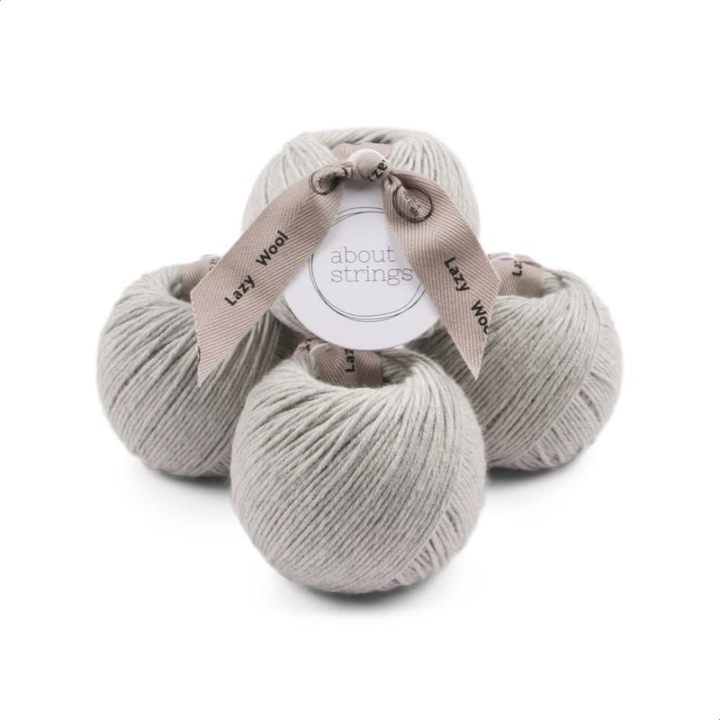 Lazy Wool - Hilo de mezcla de lana merino n.º 3 Light DK, 50 g, 109 yardas por ovillo, paquete de 4 (Earl)
