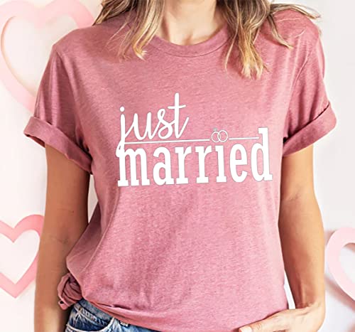 Matching Couples T-Shirt for Husband and Wife Just Married Shirts Wedding Honeymoon Shirts Casual Short Sleeve Tops2