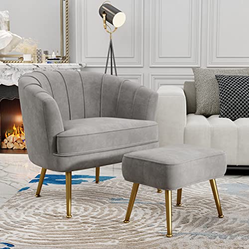 Sillón Plegable Terciopelo Gris miniatura 3
