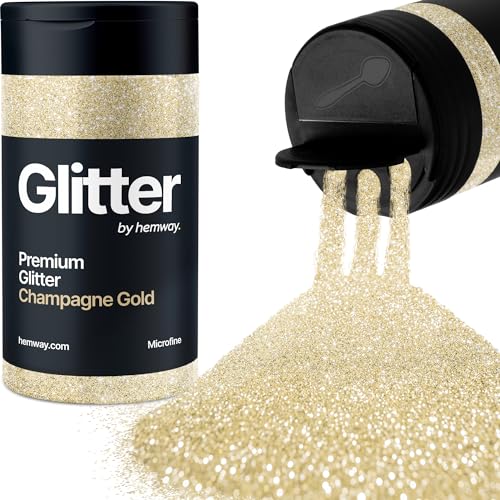Hemway Champagne Oro Porporina Microfine 125g/4.4oz Polvere Metallica Resina Artigianale Glitter Flake Paillettes per Bicchieri Epossidici, Capelli Viso Corpo Occhi Nail Art Festival