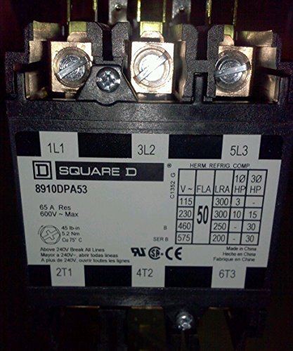 Square D 8910DPA53V09 Contactor de propósito definitivo, 208/240 Vca, 50 A, 3 polos miniatura 1