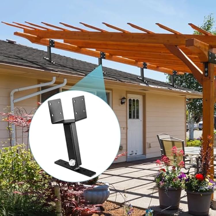 3 Pack Adjustable Saddle Patio Roof Riser Kit, Heavy Duty Pergola Roof Brackets Fit 4x4 Wood Beam for Wood Patio Cover Gazebo