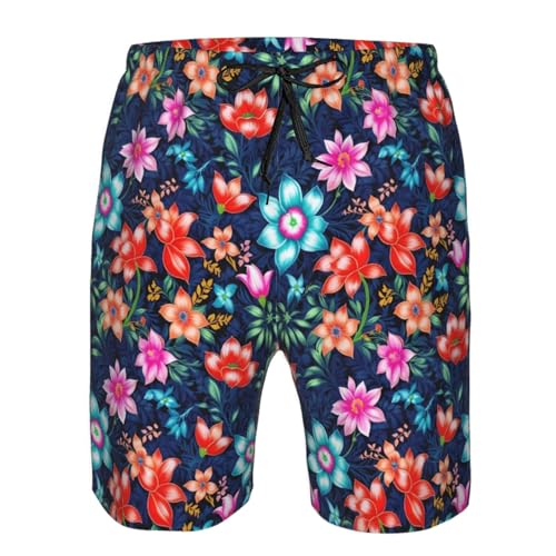Floral Blue Print Stylish Beach Shorts Swim Trunks Lightweight Breathable Summer Outdoor Activities4