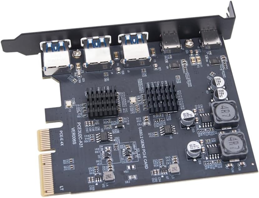 5 Port USB PCIE Expansion Card USB3.0 Port 10Gbps for Desktops PCIExpress USB Adapter Card