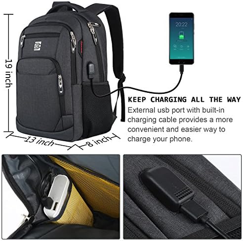 KASIBON Laptop Backpack with USB Charging&Headphone Port,Anti-Theft Business Laptop Backpack with Breathable Padded Shoulder Strap, Water Resistant Computer Rucksack for School/Work/Travel