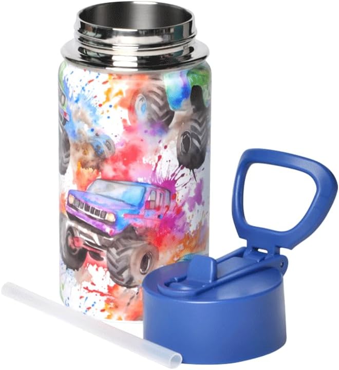 Kids Stainless Steel Water Bottles Monster Trucks Double Wall Stainless Steel 14oz - Image 4
