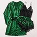 Pajama Sets for Women Fashion Sexy Lace Tanks Shorts Nightgown Sleepwear 3 PC Casual Comfort Home Pajamas Suits Green