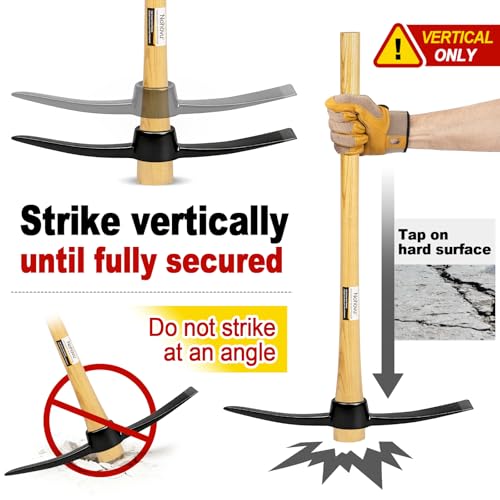 Nohovu Pickaxe with Wood Handle, Heavy Duty Forged Steel Pick Axe for Digging, 36 Inches (406I) by Nohovu - Image 3
