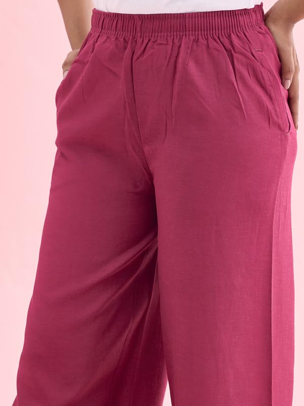 Image of GO COLORS Soft Viscose & Linen Blend Linen Palazzo Full Length for Women| Breathable, Mid Rise