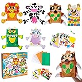 Klever Kits Todder Arts and Crafts, Hand Puppet Paper Bag, Includes 6 Hand Puppet Papers, 6 Decor Stickers, 7 Animal Craft Cards, 1 Glue Stick and Instruction Booklet, Art Supplies for Kids Ages 3+
