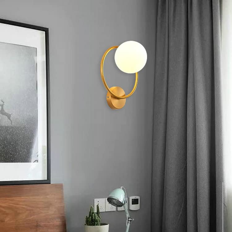 Lámpara de pared circular E27 dorada para iluminación de pasillos, terrazas y balcones 2