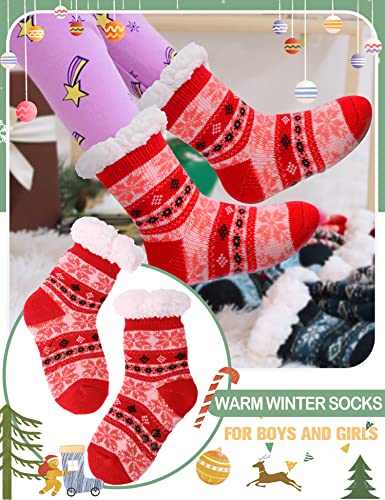 Image of MOGGEI Girls Slipper Fuzzy Socks Kids Boys Fluffy Fleece Lined Warm Plush Sherpa Winter Child Home Socks