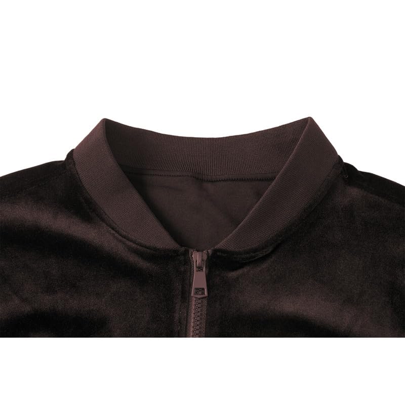 Image of Mens Faux Suede Bomber Jacket Varsity Jacket Windbreaker Vintage Casual Lightweight Leather Coats Jackets