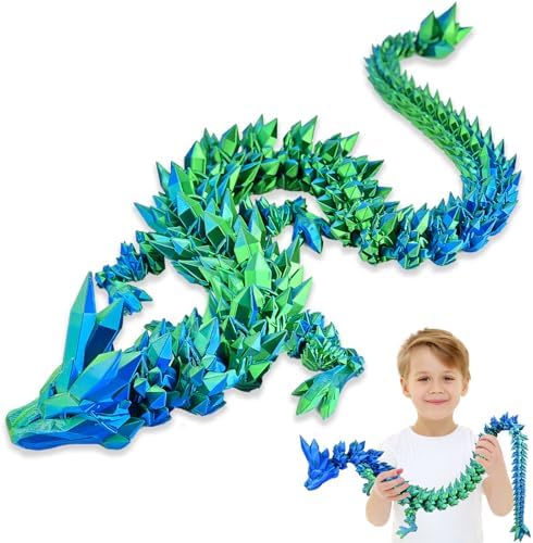 LOCYFENS 76 cm Großer 3D Gedruckter Drache Spielzeug für Kinder Erwachsene | Bewegliches Drachen Spielzeug mit Flexiblen Gelenken, Riesiger Fidget Spielzeug als Schreibtischdeko Ge