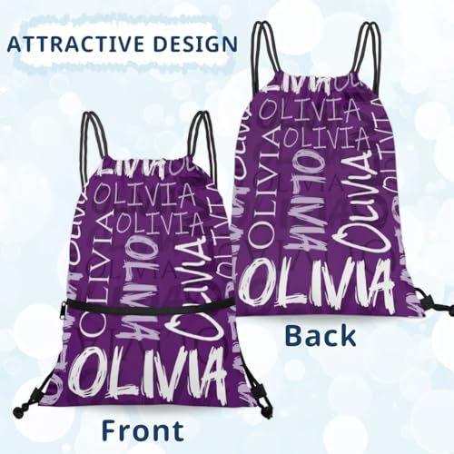 Personalized Colorful Name Drawstring Backpack Custom Dance Sports Gym Cheer bag for Girls4