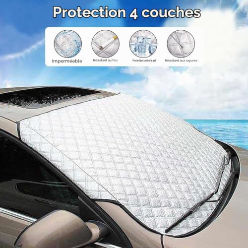 Pare Soleil Voiture Pare Brise Avant,Pare Soleil Voiture,Couverture Pare Brise Voiture,Bâche Pare Brise Protection,Bâche Protection Anti Pluie,Poussière,Givre,140x95cm – vue 5