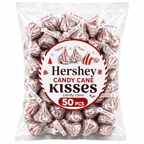 Hershey.sKisses Candy Cane Flavored Kiss, approx 50 count Festive Red & White Peppermint Flavored...