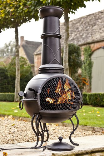 La Hacienda: Murcia Medium Steel Chiminea BBQ - Mit Grillrost & Schürhaken zum Kochen - 40x40x88cm – Bild 9