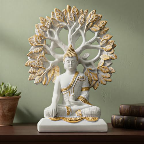 Image of Global Grabbers Buddha Statue Showpiece Idol Home Decor Decoration Items for Living Room and Gifts (White)