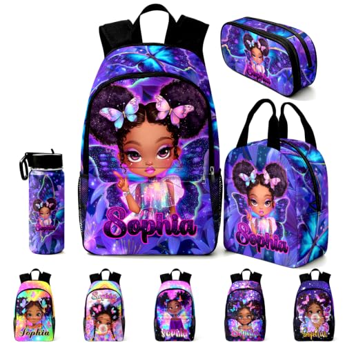 Image of Custom Backpack for Girls Kids Personalized Backpacks with Lunch Bag Set | Back to School Kid Toddler Backpack Girl Book Bag Prek Kindergarten Preschool Daypack Birthday Gifts Little Girl