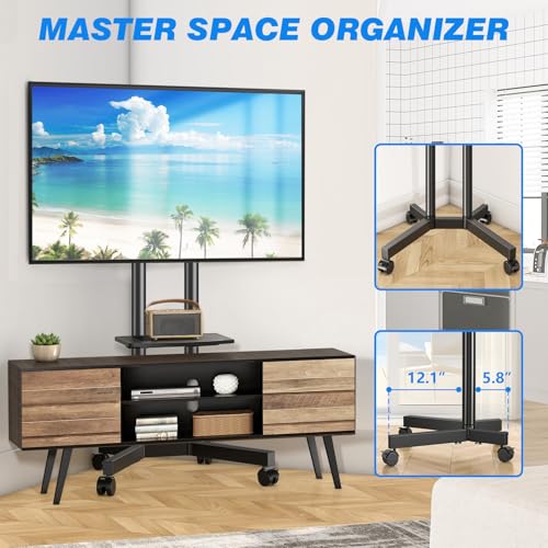 Rfiver Rolling TV Stand with Laptop Shelf, Mobile TV Stand with Upgraded Wheels for 32-75 Inch TVs, Height Adjustable Mobile TV Cart up to 88lbs, Portable TV Mount Stand for Outdoor, Home, Office by Rfiver - Image 8