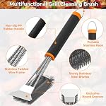 Fixmend 2 Pack BBQ Grill Brush, 15" BBQ Brushes for Grill, Rust-Proof Stainless Steel BBQ Cleaning Brush with Scraper, Ideal BBQ Accessories for Most Gas, Smoker, Porcelain Grill, Easily Clean Stains