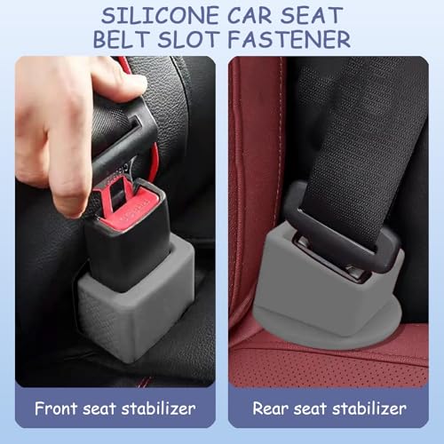 CCDANSIYUCR 4 PCS Silicone Seat Belt Buckle Holder - Non-Slip Car Seatbelt Booster for Kids & Adults - Keeps Buckle Upright for Easy Access in Front/Rear Seats (Gray) - Thumbnail 2