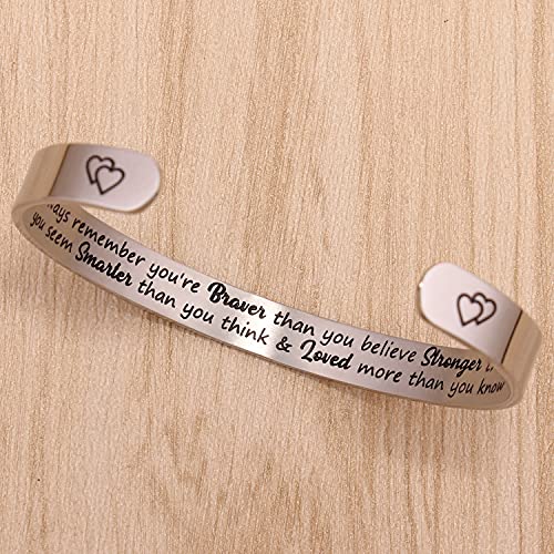 Btysun Inspirational Bracelets For Women Best Friend Bracelets Uplifting Quotes Engraved Cuff Bracelet Gifts For People With Anxiety Sister Daughter Teen Girl Gifts #TOP3
