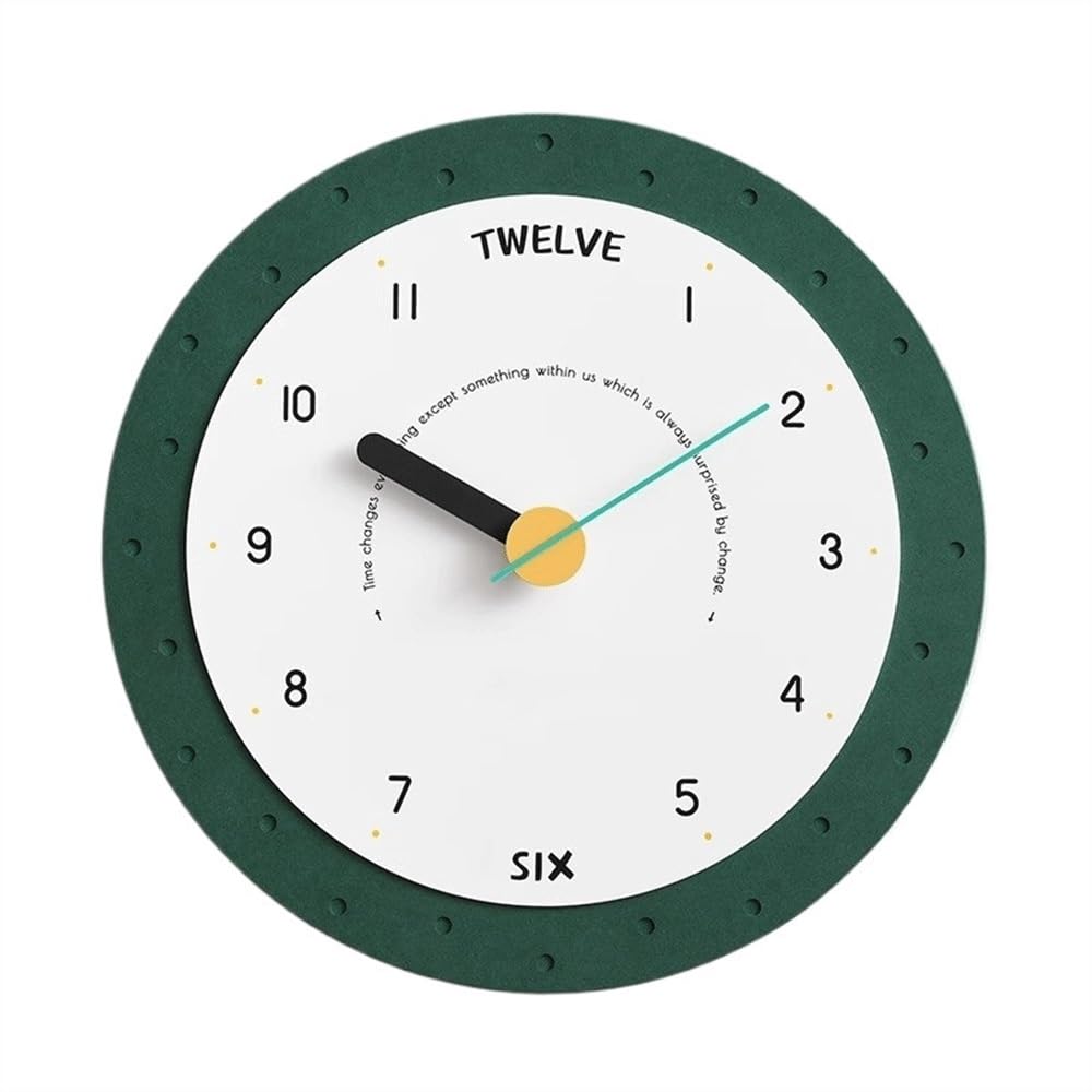 J9V4G6S3B5 Analogue Wall Clock No Punching, Fashionable Home Clock, Wall Suitable for Living Room, Study, Office for Room Decoration(Green)