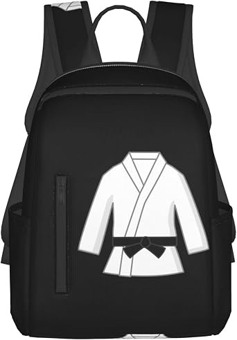 ZOOKISS Backpack with Black Belt and Judo Kimono Pattern, Stylish, Large Capacity, Lightweight, School, Travel, Multifunctional, Unisex, Celebration, Present, Rucksack, As the picture shows
