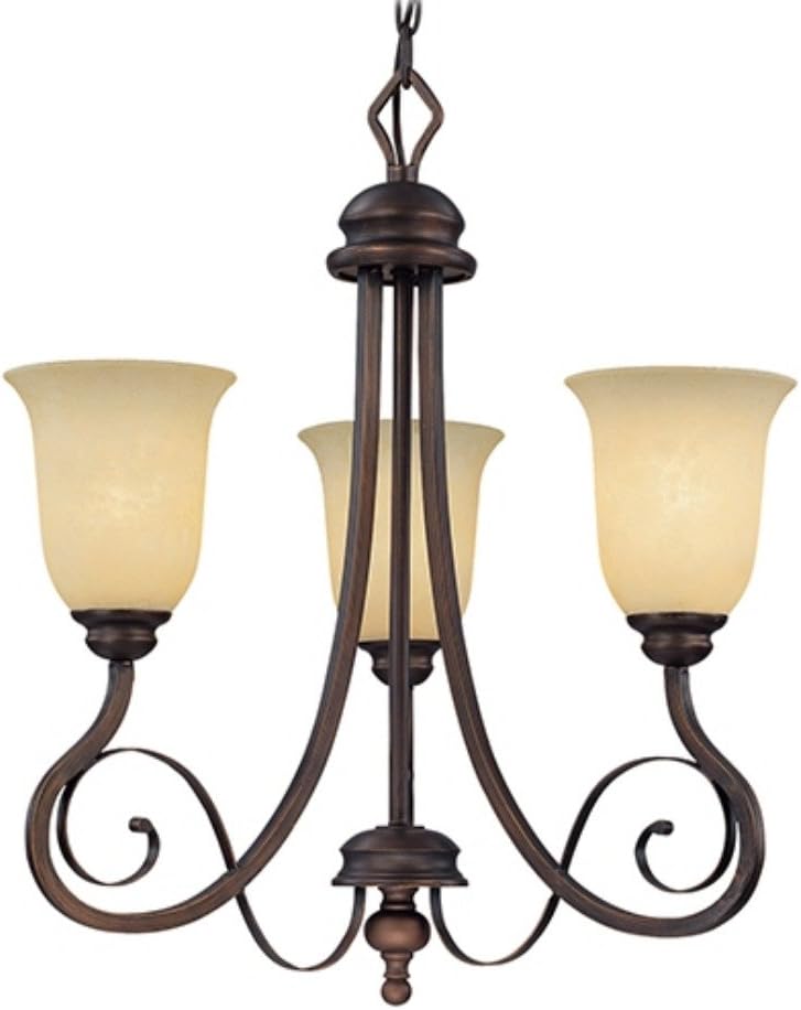 Chateau Dark Bronze Pendant Light Chandelier Turinian Glass 21"Wx23"H