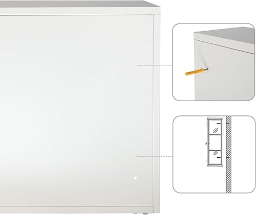 Miniatura 5 de AOCOROE Armario de baño montado en la pared con 2 puertas de vidrio, 3 estantes de metal, armario colgante de metal, armarios de pared con puertas y