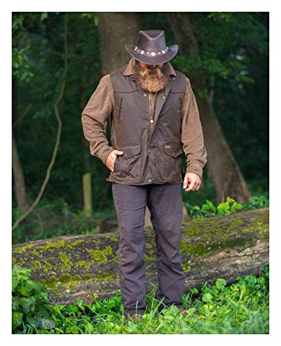 Image of Outback Trading Company Men's 2154 Magnum Waterproof Breathable Fleece Lined Cotton Oilskin Outdoor Vest