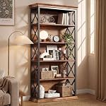 LITTLE TREE 6-Tier Bookcase, 71 Inches Industrial Bookshelves, Floor Standing Display Storage Shelves Tall Bookcase for Home Office, Living Room