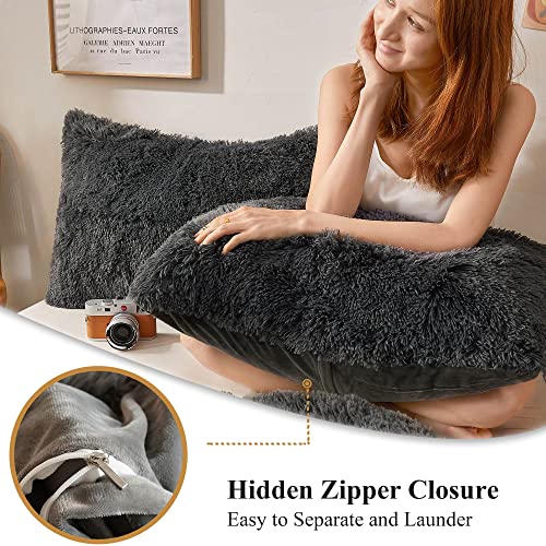 XeGe Capas de almofada de pele sintética, ultramacias, capa de almofada felpuda de veludo de cristal