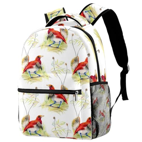 Sac à dos oiseaux rouges multicolore parfait pour le collège et le week-end