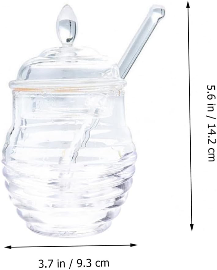 Glass Honey Jar with Stirring Rod 245ml Storage Pot for Honey, Jam, and Fruit Juice, Kitchen Dining Serveware Suitable for Home Use