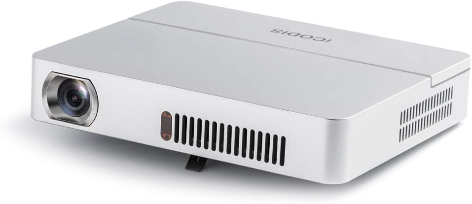 iCODIS RD-813 Mini Projector, 3000lm Portable Pico Projectors, Native HD Resolution, Support 1080P, 10000:1 Contrast Ratio, Build in 10000mAh Battery, Compatible With TV Stick, PS4, HDMI, VGA, USB