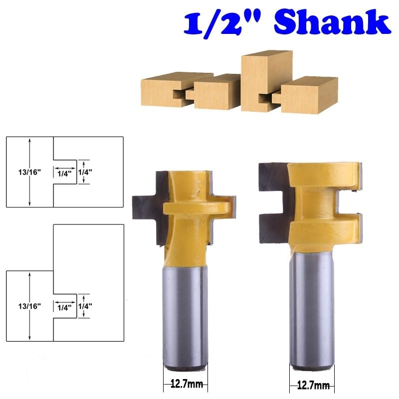 2 szt. 1/2 "Shank Mini zestaw końcówek do frezowania na pióro i wpust, nóż liniowy frez do obróbki drewna czop do narzędzi do obróbki drewna