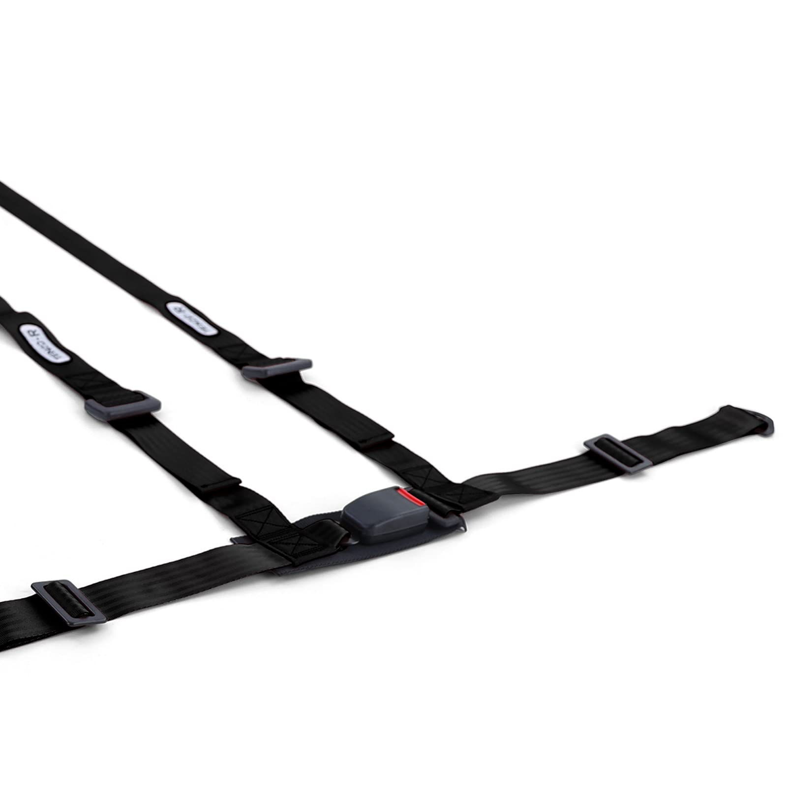 Tenzo-R Sport 3 Punkt Hosenträger Sicherheitsgurt mit Gurtpolster Schwarz Set