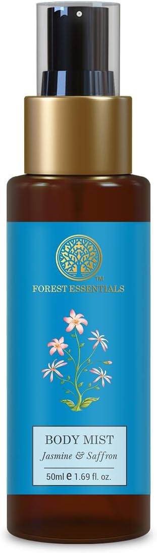 Forest Essentials Fragrant Body Mist Jasmine & Saffron | Aloe Vera juice infused Perfume Spray to keep Skin Scented & Hydrated Through the Day