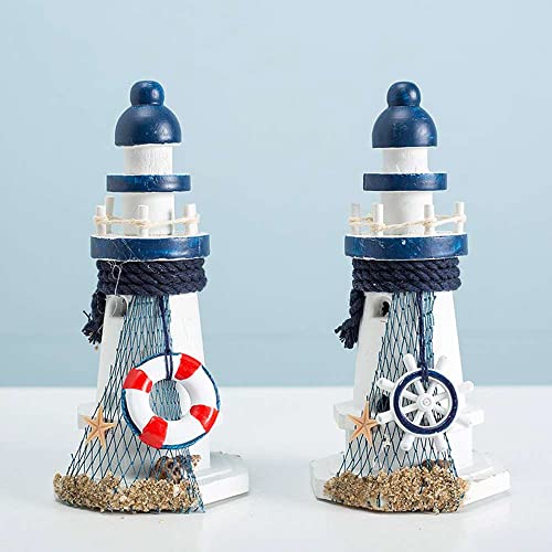 Figurines miniatures coquillages et phare en bois pour cadeau déco
