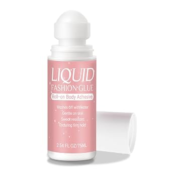Vigorder Body Adhesive for Clothing Roll-On 2.54 Oz Sweat Resistant & Long Lasting Body Glue for Clothes for Dancers, Socks, Leotards, Bras, Wigs, Costumes