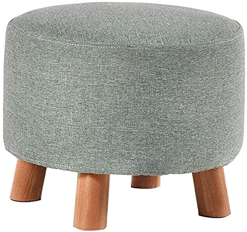 Taburete para pies de madera maciza y tela para sala de estar 2