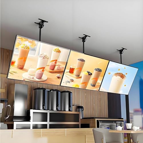 LED-beleuchtete, wandmontierte Speisekarte für Restaurants, 0-90° drehbare Halterung, vertikale und horizontale Montage möglich, ausziehbar von 50-100 cm, ideal für Cafés und Restaurants.
