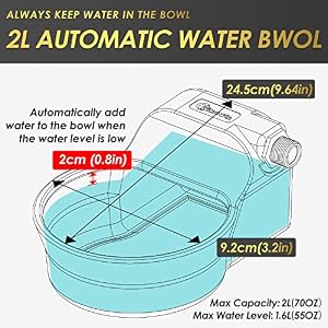 Automatic Dog Water Bowl Dispenser Patented 70OZ Water Dispenser for Dogs 2L Water Bowl Fit 3/4in GHT Male Connector Outdoor Auto Water Bowl Include Automatic Water Fill Valve Adapter 5ft Water Hose Automatic Dog Water Bowl Dispenser Patented 70OZ Water Dispenser for Dogs 2L Water Bowl Fit 3/4in GHT Male Connector Outdoor Auto Water Bowl Include Automatic Water Fill Valve Adapter 5ft Water Hose