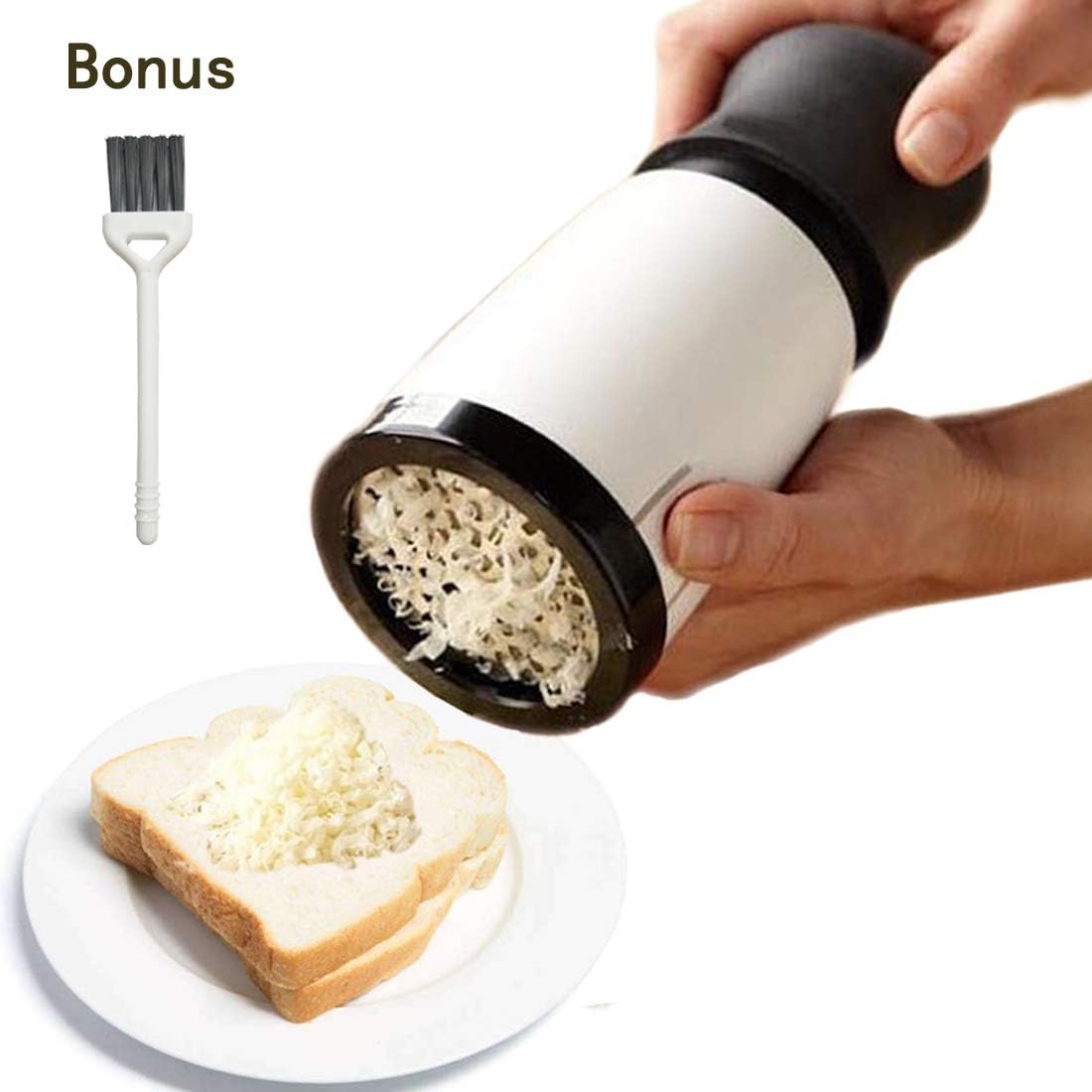 Butter Mill Grater - Shredded Butter Spreads/Melts More Easily - Smooth Spreadable Bread Veggies Corn Grater Cheese Slicer with cleaning brush(Black)