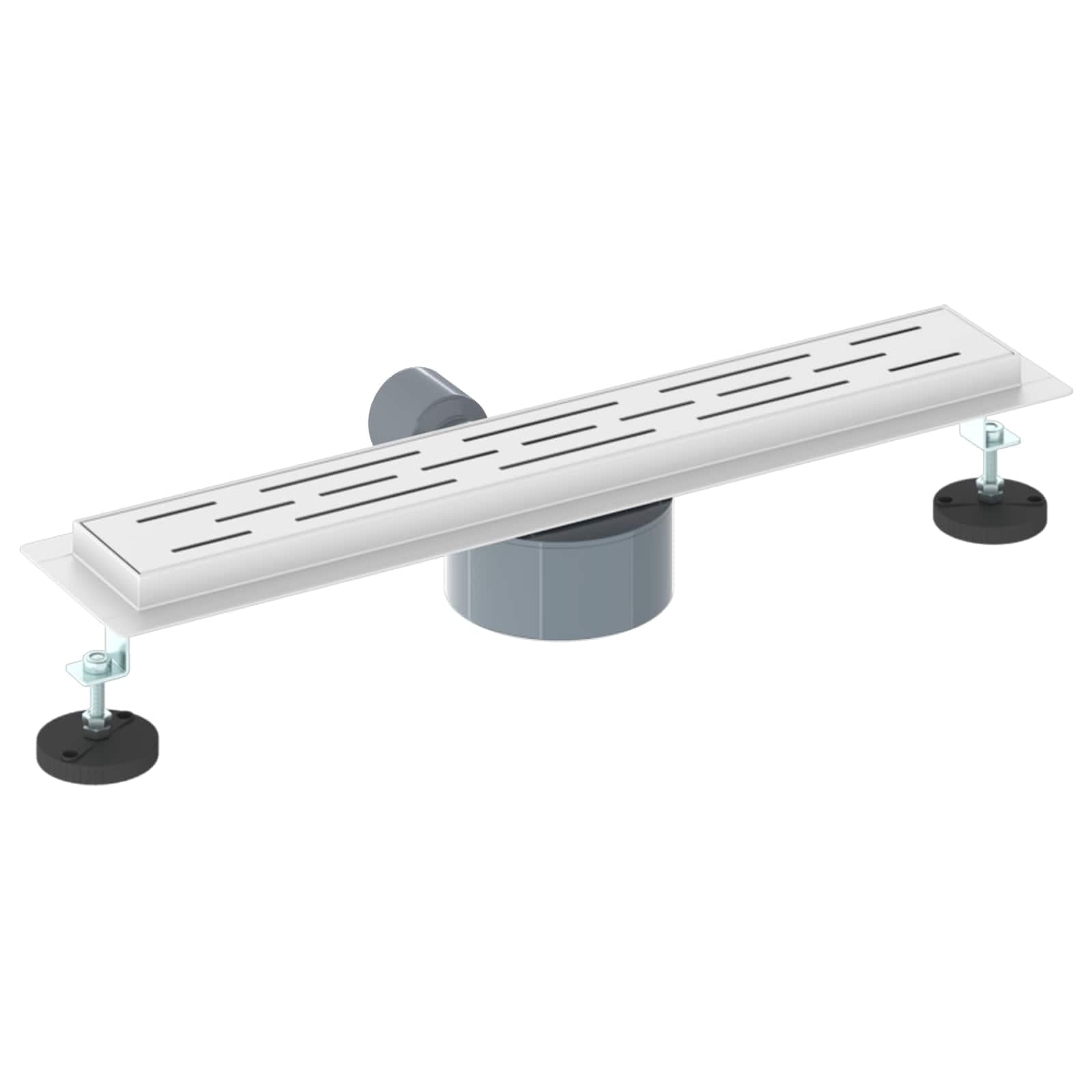 Duschabfluss aus Edelstahl 304 mit Glashülle, 360° Siphon und Linienabdeckung Silber 50 cm, höhenverstellbar 0-30 mm, fliesenfähig für Bad und Dusche