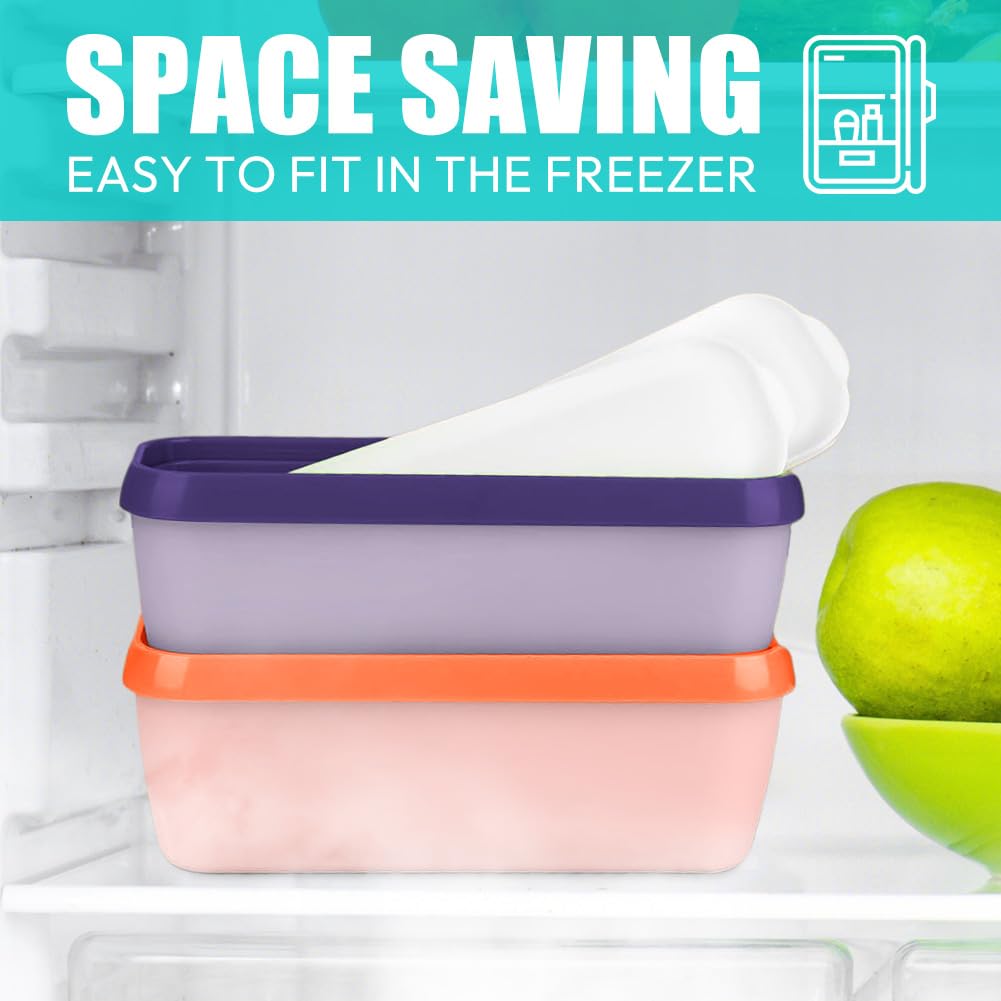 Lot De 2 Bacs à Glace 1,5L Réutilisables Sans BPA Avec Couvercle - Empilables Pour Crème Glacée Et Desserts